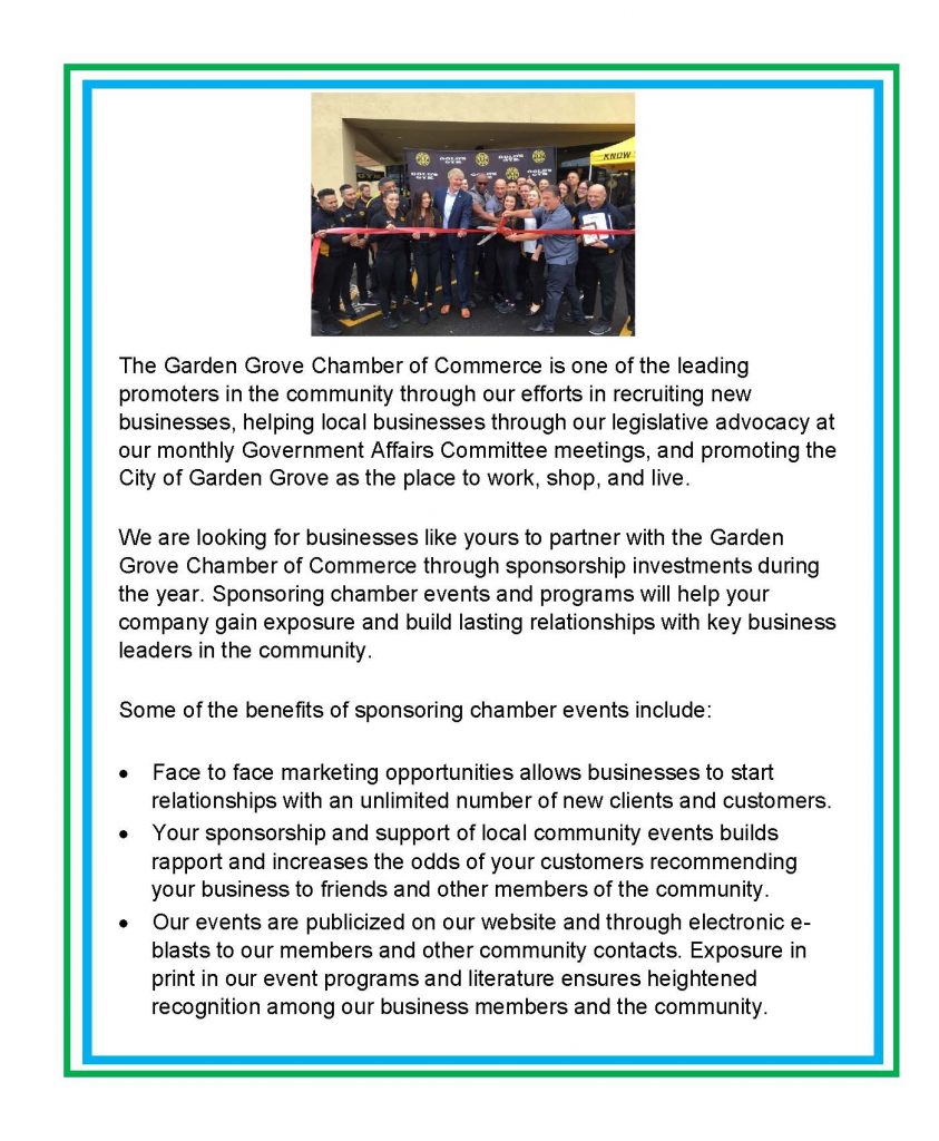 Sponsorship Garden Grove Chamber Of Commerce